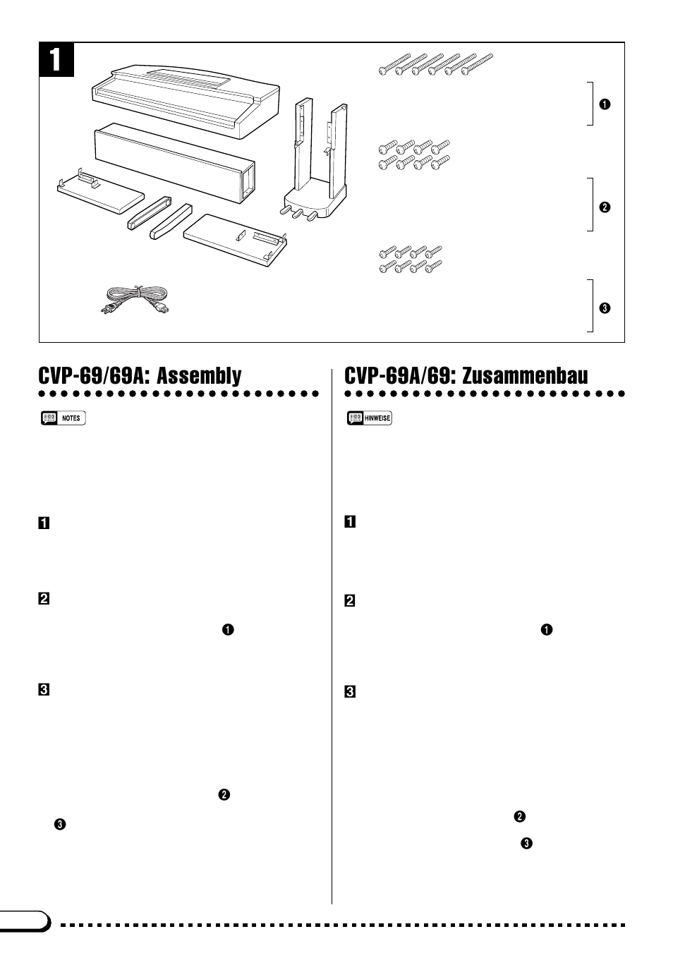 Cvp-69/69a: assembly, Cvp-69a/69: zusammenbau | Yamaha CVP-59S User Manual | Page 145 / 163
