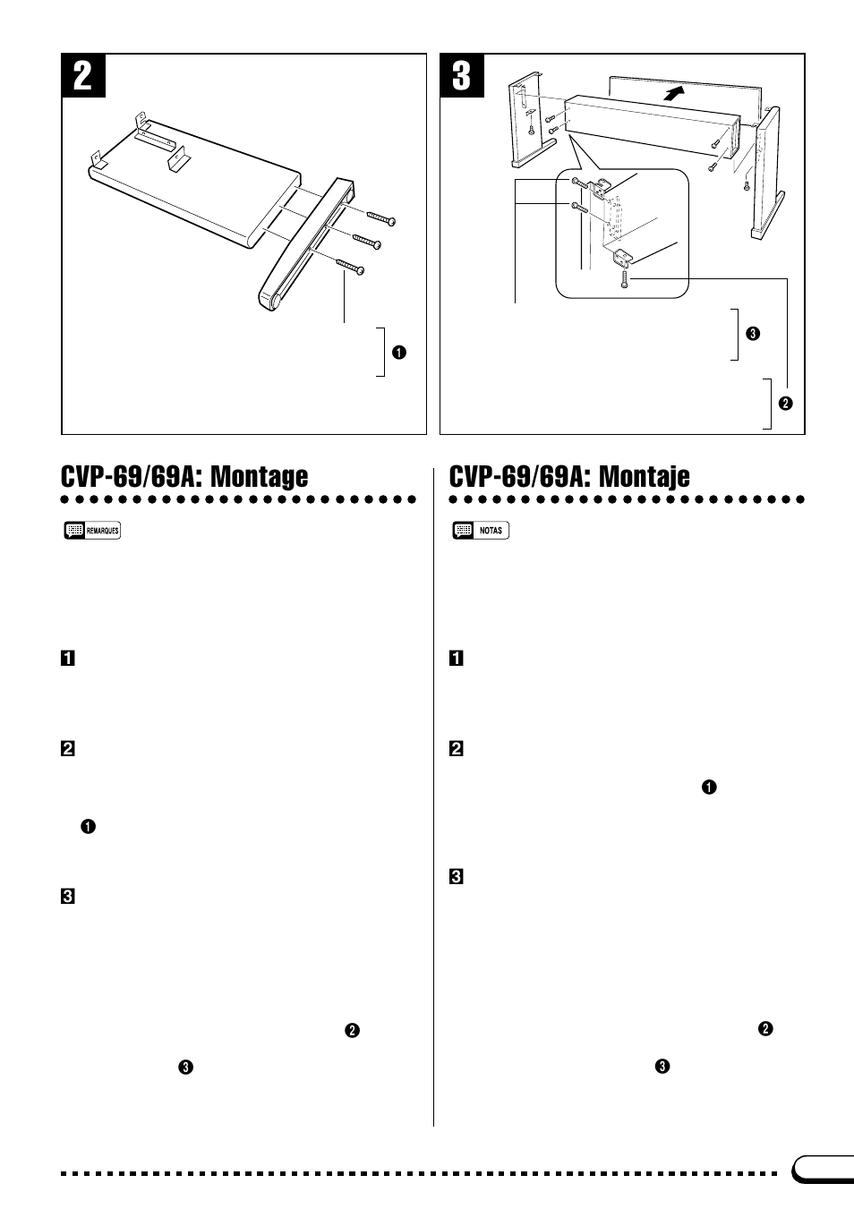 Cvp-69/69a: montage, Cvp-69/69a: montaje | Yamaha CVP-59S User Manual | Page 146 / 163