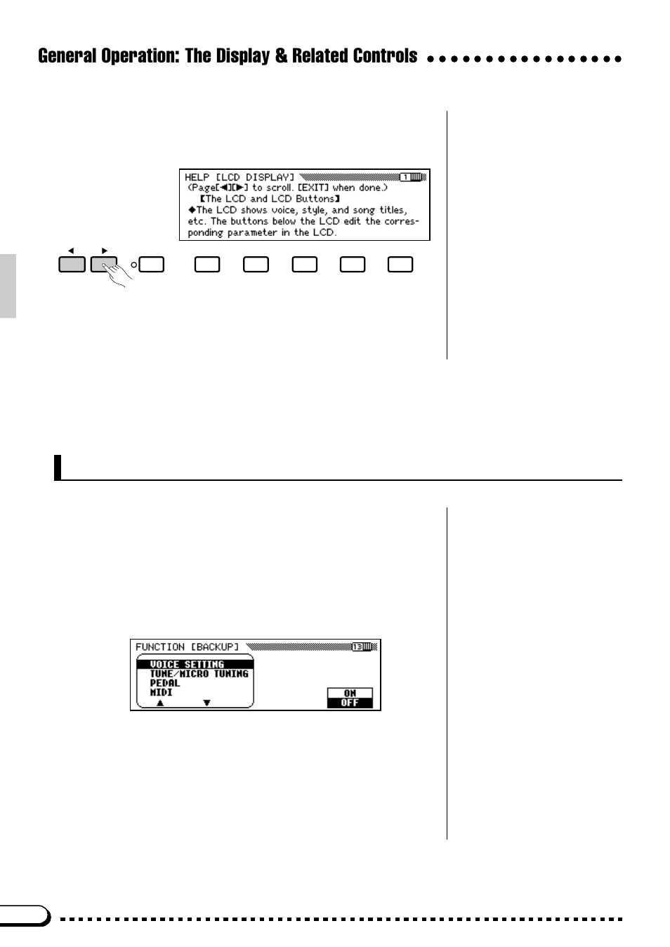 General operation: the display & related controls | Yamaha CVP-59S User Manual | Page 15 / 163