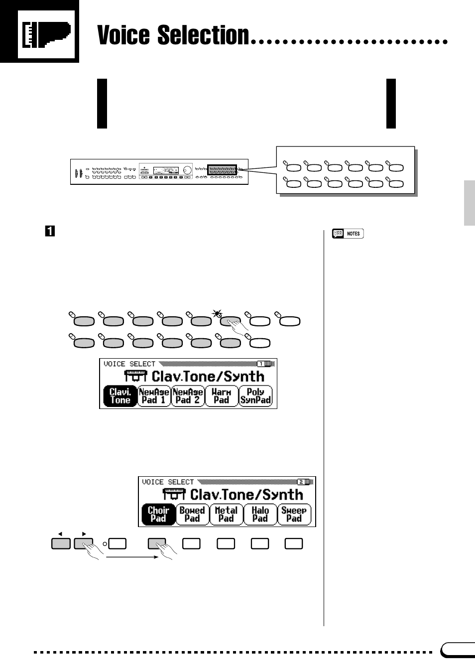 Voice selection, Select a voice | Yamaha CVP-59S User Manual | Page 18 / 163