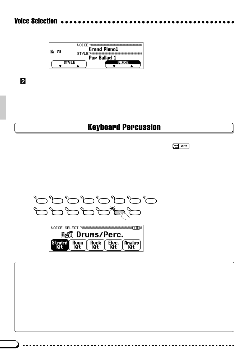 Keyboard percussion, Voice selection, The keyboard & polyphony | Play & adjust volume | Yamaha CVP-59S User Manual | Page 19 / 163