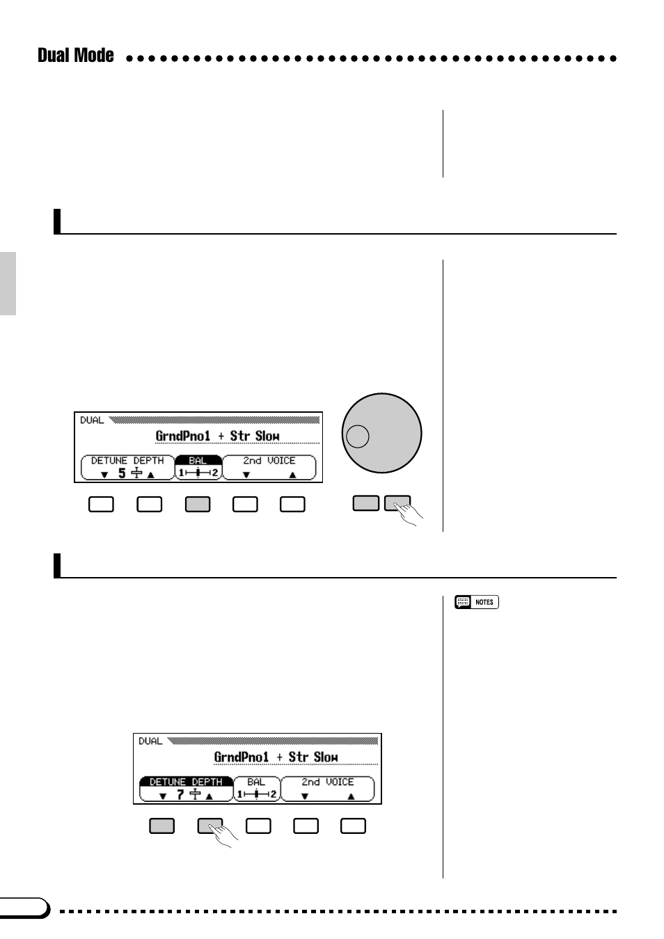 Dual mode, Dual-mode voice balance, Detune depth | Yamaha CVP-59S User Manual | Page 21 / 163