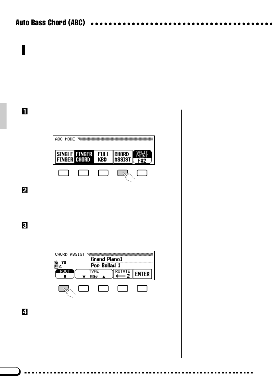 Auto bass chord (abc) chord assist | Yamaha CVP-59S User Manual | Page 43 / 163