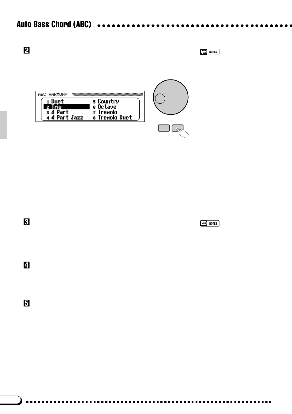 Auto bass chord (abc), Select a harmony type, Set up abc as required | Start abc playback, Play | Yamaha CVP-59S User Manual | Page 45 / 163