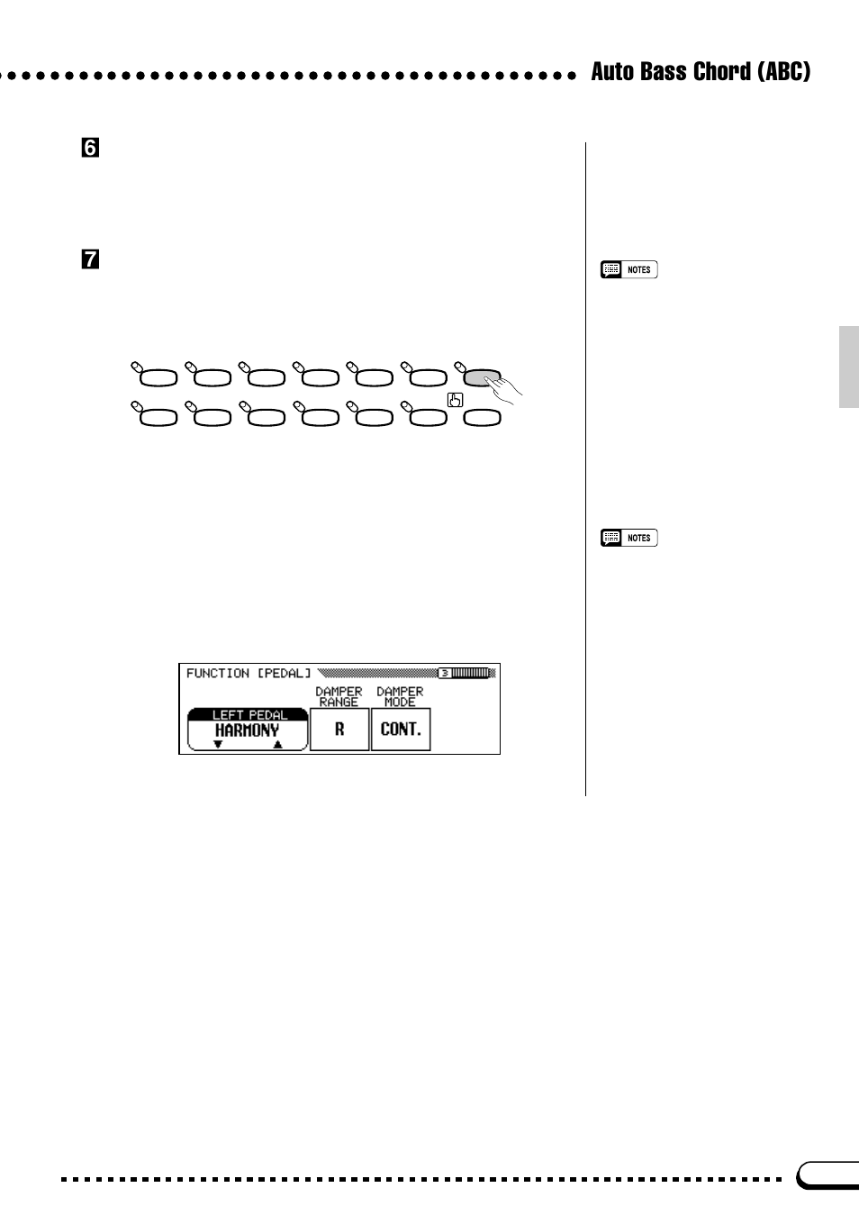 Auto bass chord (abc), Stop the accompaniment, Turn harmony off | The left pedal & harmony | Yamaha CVP-59S User Manual | Page 46 / 163