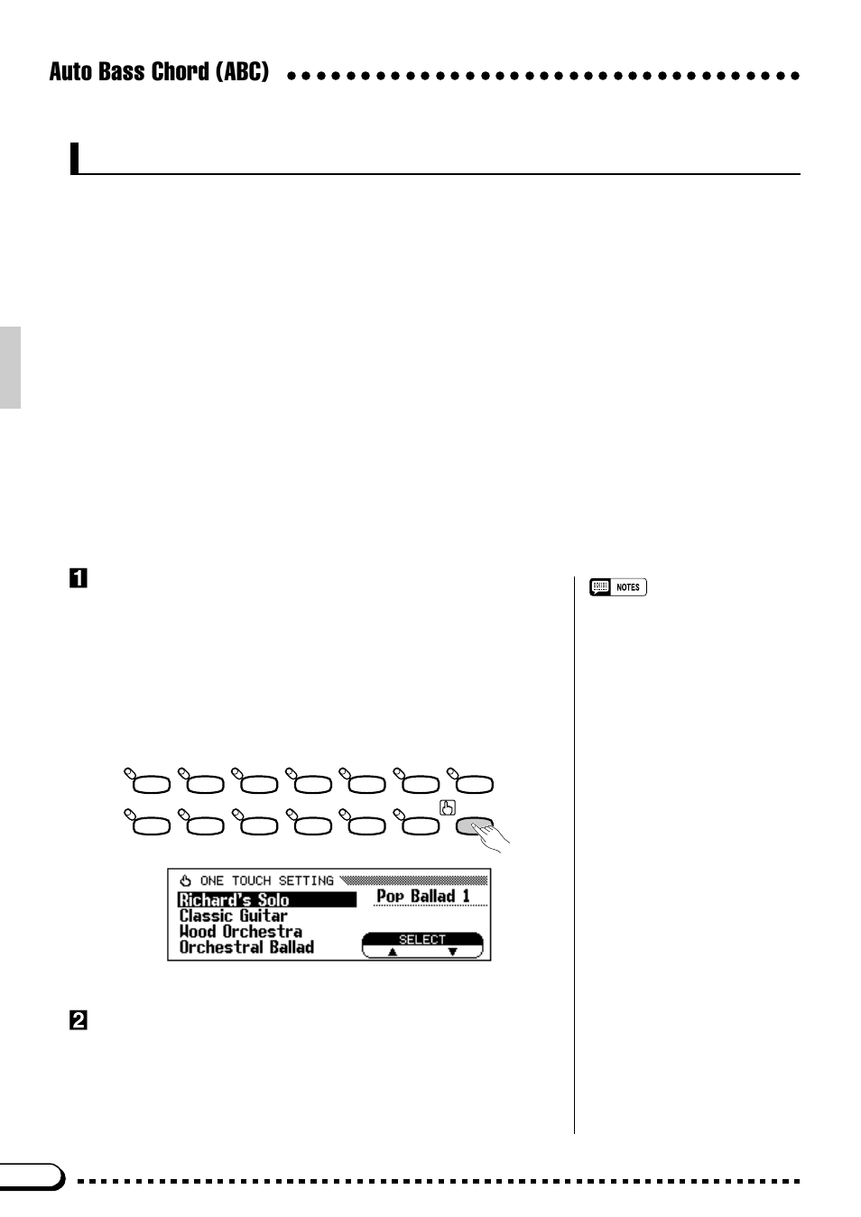 Auto bass chord (abc) one touch setting, Engage the one touch setting feature, Adjust the settings if necessary | Yamaha CVP-59S User Manual | Page 47 / 163