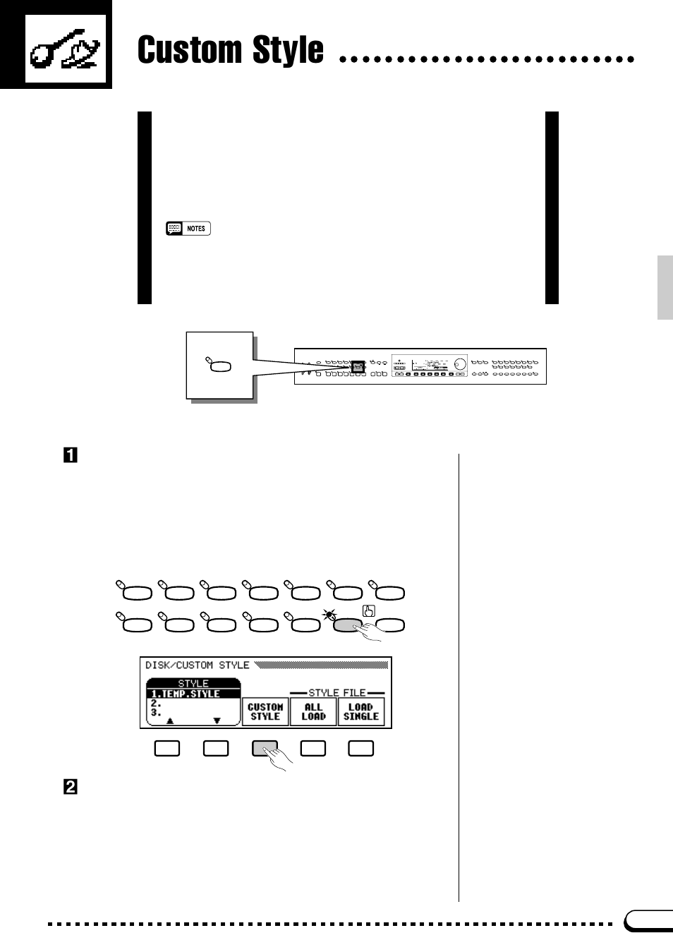 Custom style, Engage the custom style feature, Select a source style | Yamaha CVP-59S User Manual | Page 48 / 163