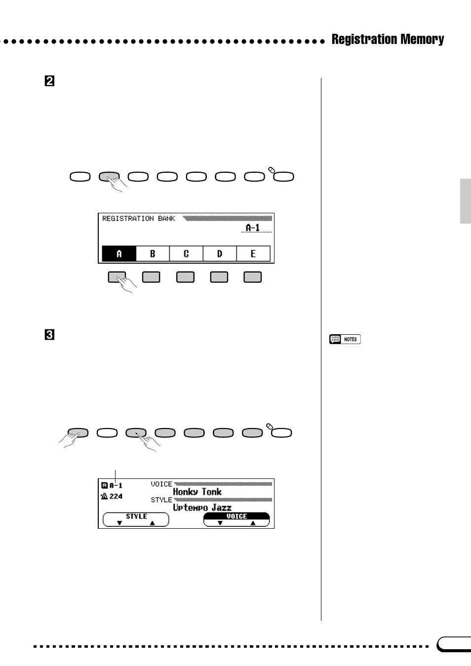 Select a registration bank (if necessary), Register the settings | Yamaha CVP-59S User Manual | Page 62 / 163