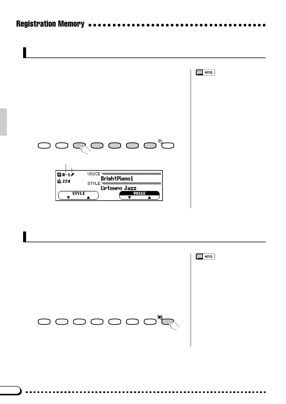 Recall the registered panel settings, The abc freeze function | Yamaha CVP-59S User Manual | Page 63 / 163