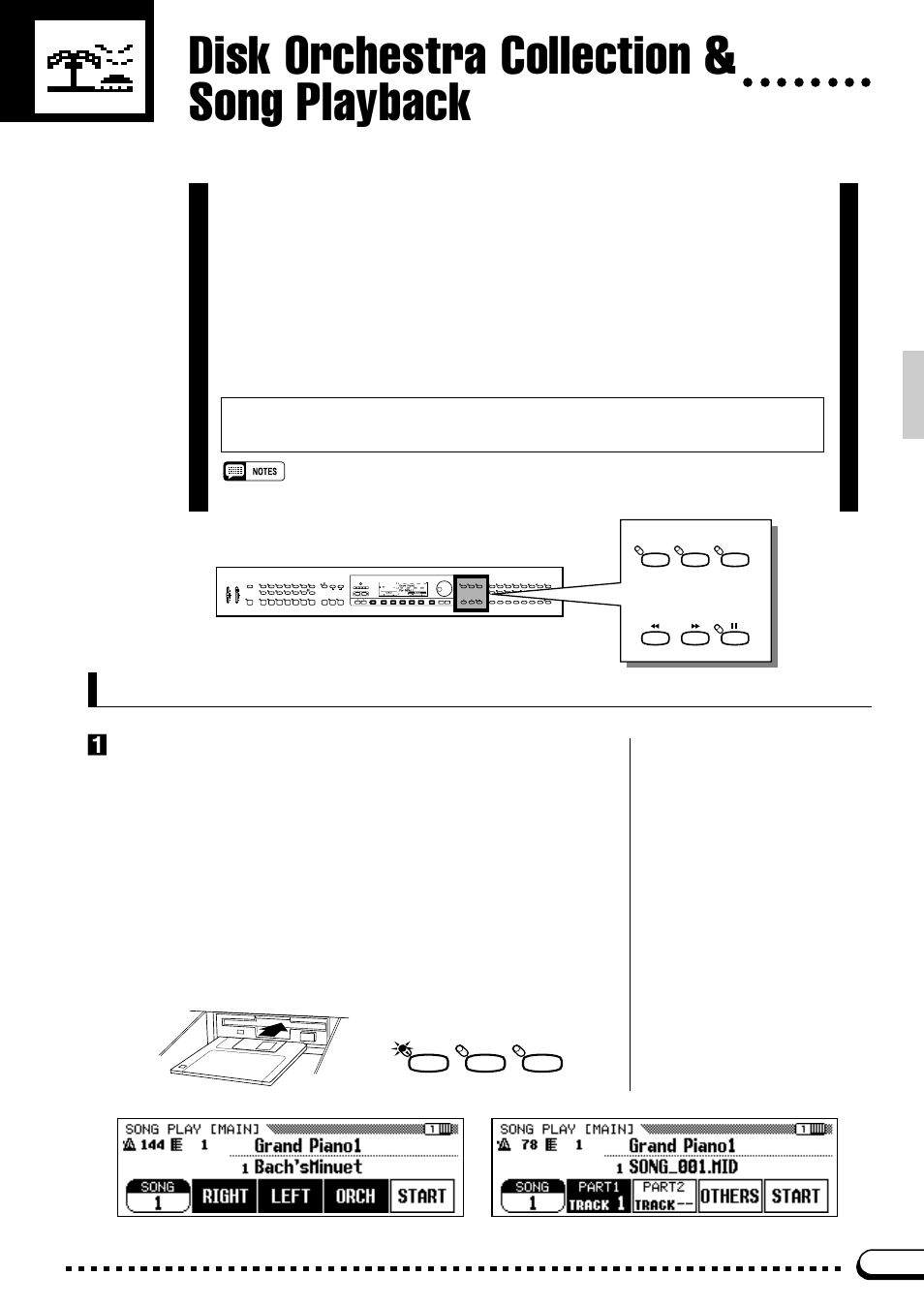 Disk orchestra collection & song playback, Straight playback, Engage the song play mode | Yamaha CVP-59S User Manual | Page 64 / 163