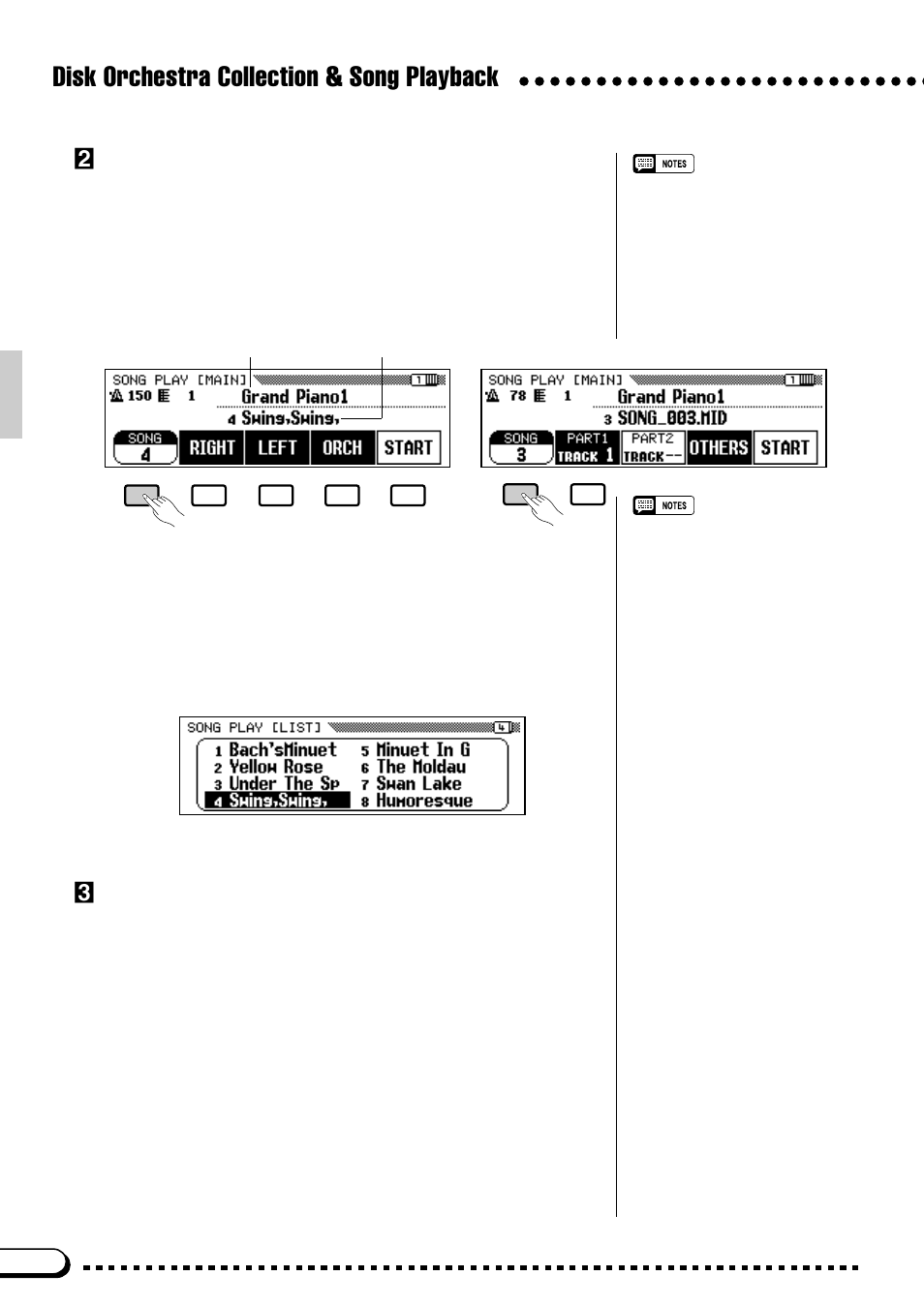 Disk orchestra collection & song playback, Select a song number, Start/stop playback | Yamaha CVP-59S User Manual | Page 65 / 163