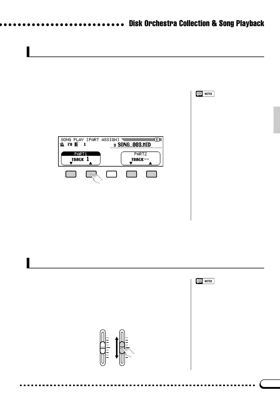 Disk orchestra collection & song playback, Part assignment for original song playback, Overall song playback volume control | Yamaha CVP-59S User Manual | Page 68 / 163