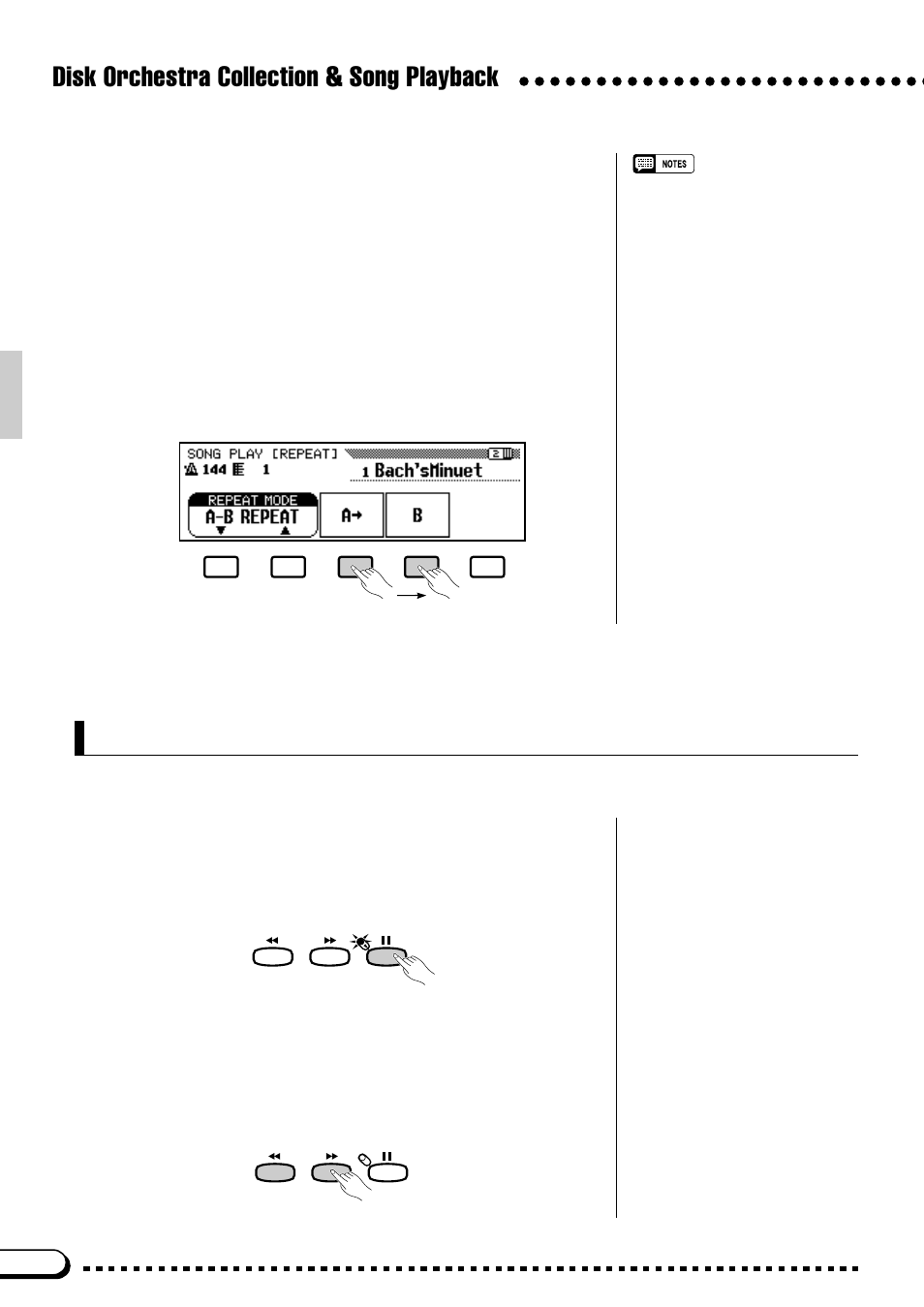Disk orchestra collection & song playback, Other playback controls, A-b repeat | Pause, Rewind and fast forward | Yamaha CVP-59S User Manual | Page 73 / 163