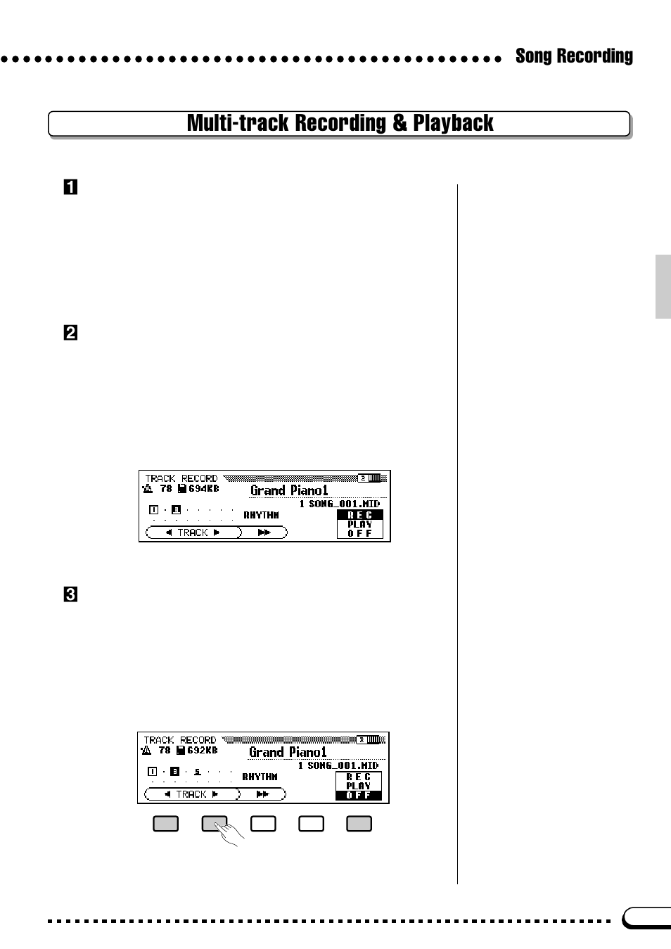 Multi-track recording & playback, Song recording | Yamaha CVP-59S User Manual | Page 78 / 163