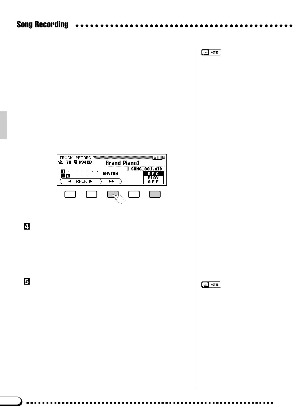 Song recording, Set all performance features as required, Start recording | Yamaha CVP-59S User Manual | Page 79 / 163