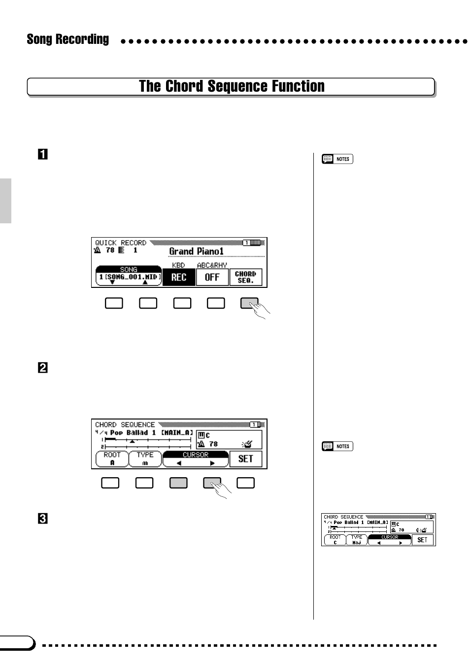 The chord sequence function, Song recording | Yamaha CVP-59S User Manual | Page 83 / 163