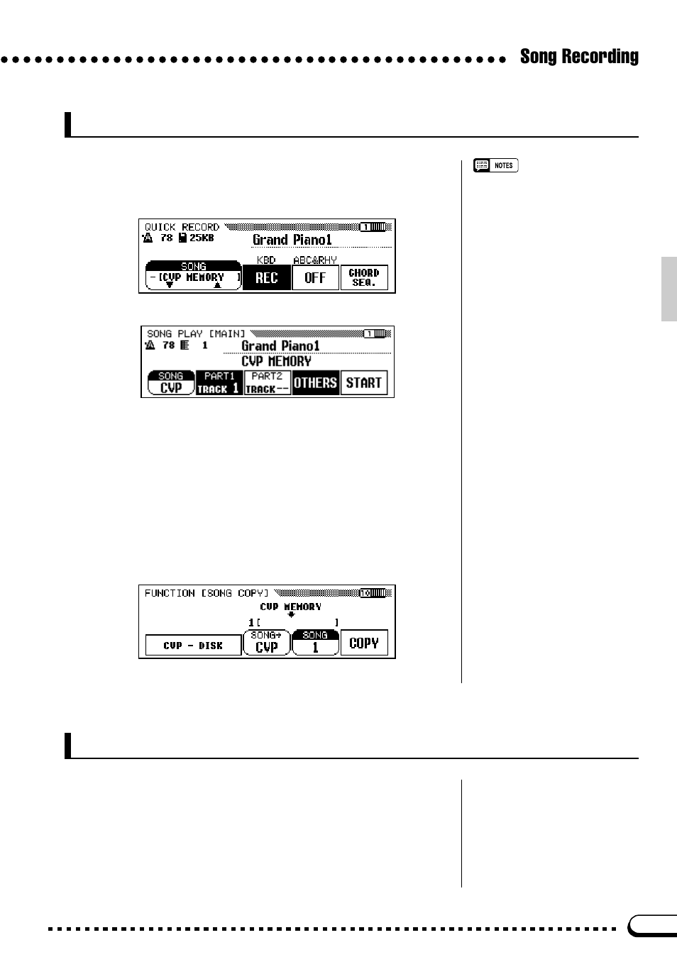 Recording without a disk, Song recording, Playback | Yamaha CVP-59S User Manual | Page 92 / 163