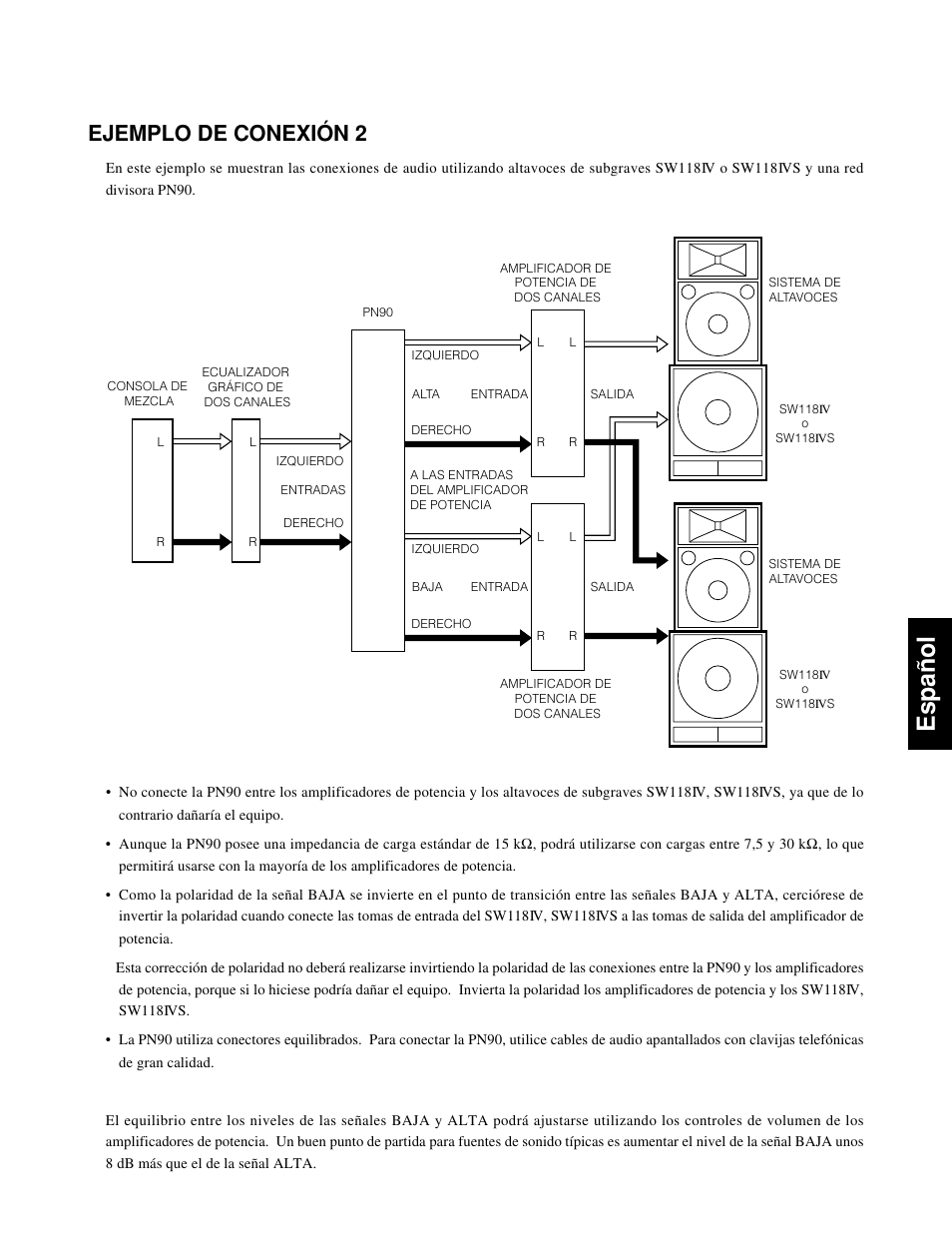 Español, Ejemplo de conexión 2 | Yamaha SM10IV User Manual | Page 23 / 36