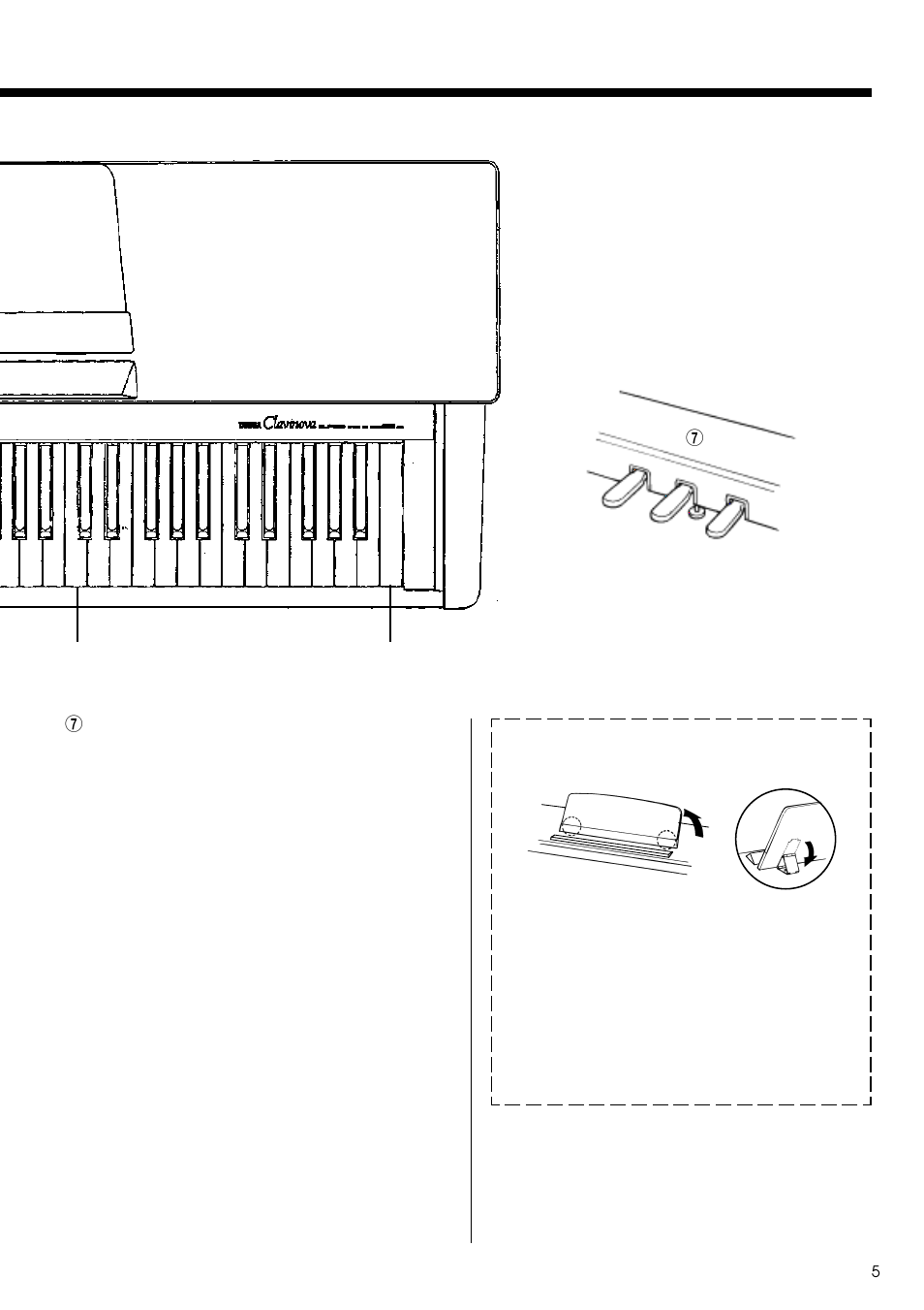 The music stand | Yamaha CLP-123 User Manual | Page 5 / 30