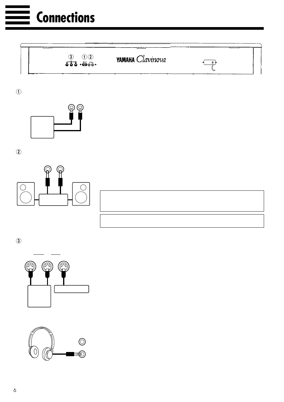 Connections | Yamaha CLP-123 User Manual | Page 6 / 30