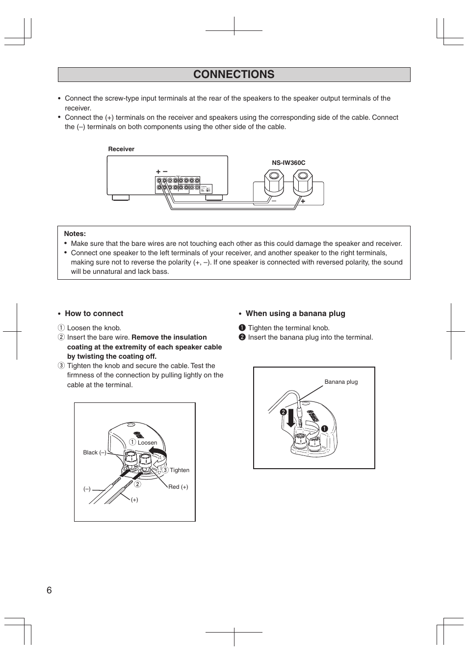 Connections | Yamaha NS-IW360C User Manual | Page 6 / 8