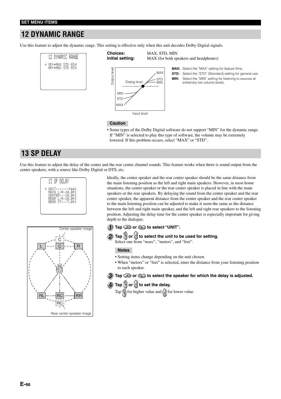 12 dynamic range, 13 sp delay | Yamaha pmn User Manual | Page 72 / 128