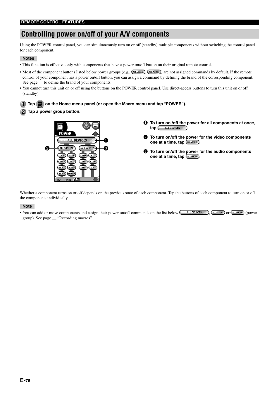 Controlling power on/off of your a/v components | Yamaha pmn User Manual | Page 82 / 128
