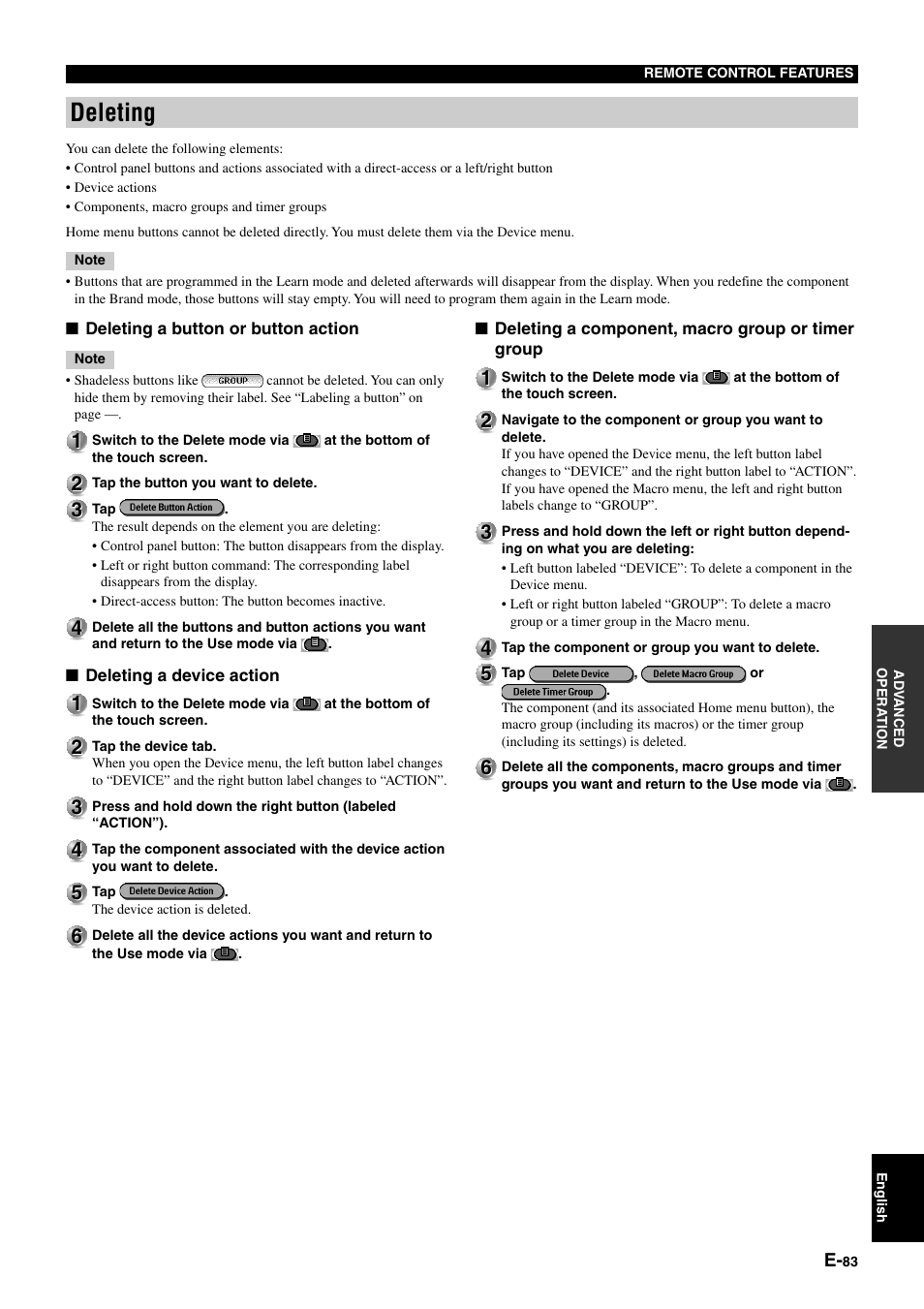 Deleting | Yamaha pmn User Manual | Page 89 / 128