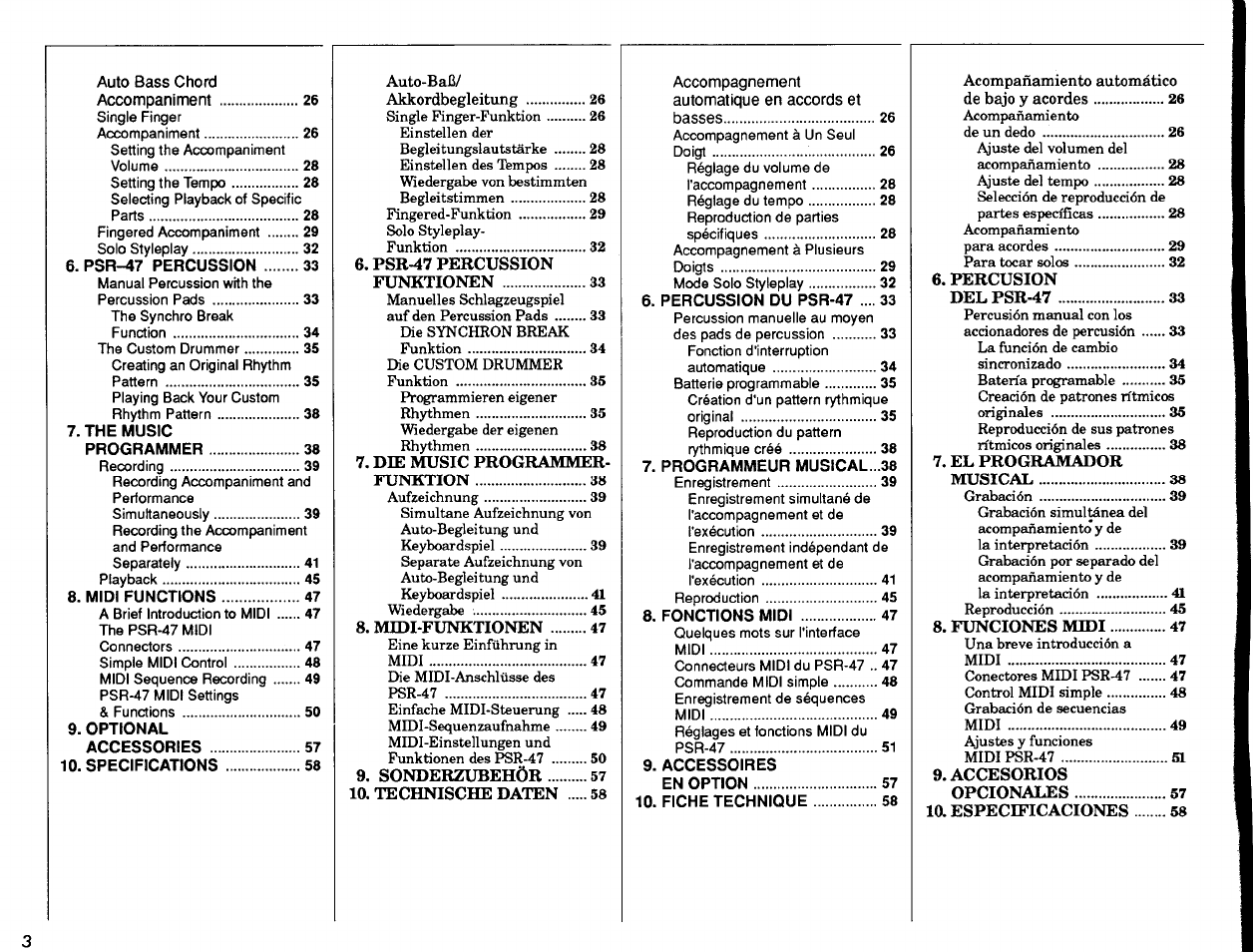 Yamaha Portatone PSR-47 User Manual | Page 4 / 33