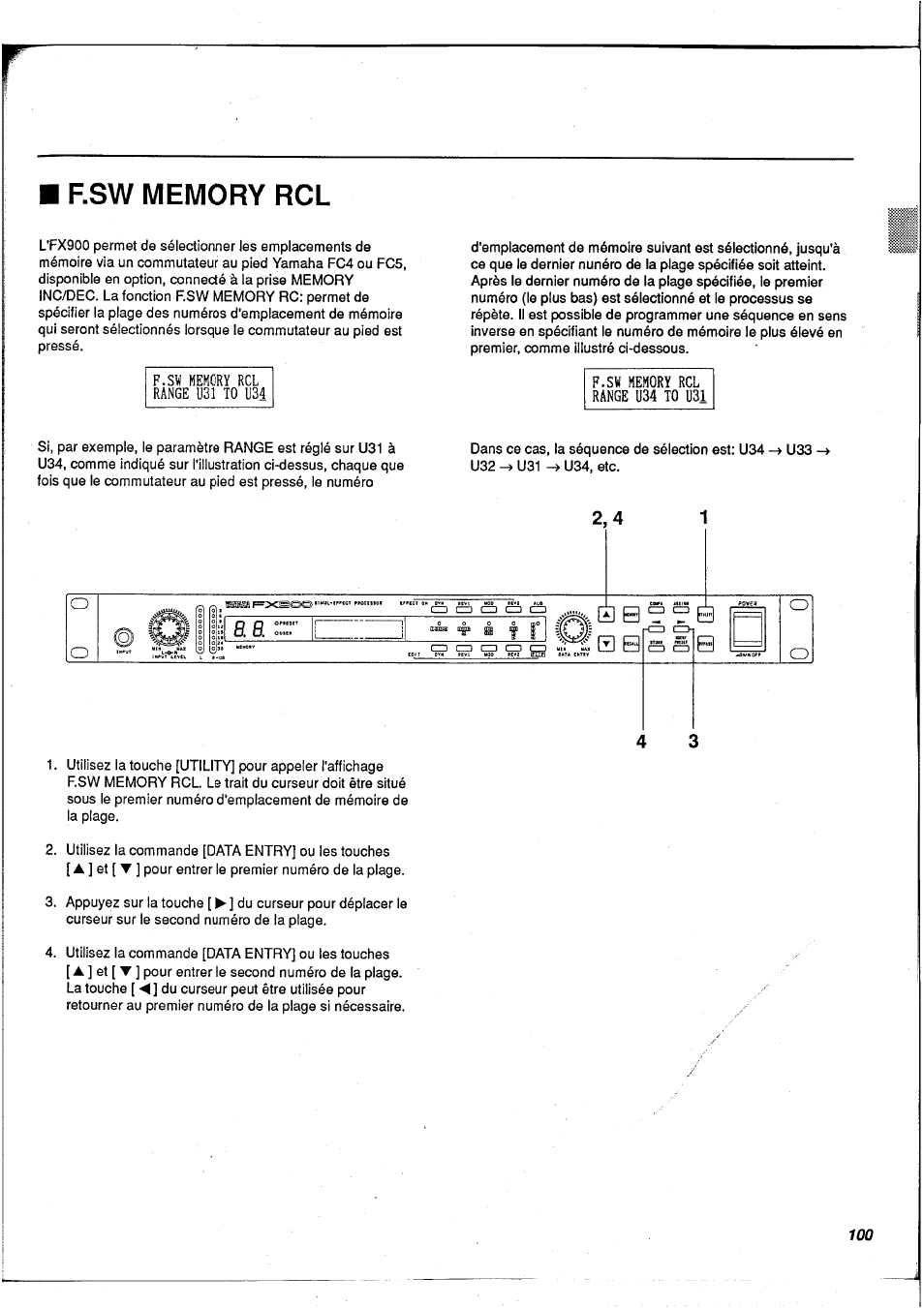 F.sw memory rcl | Yamaha FX900 User Manual | Page 101 / 176