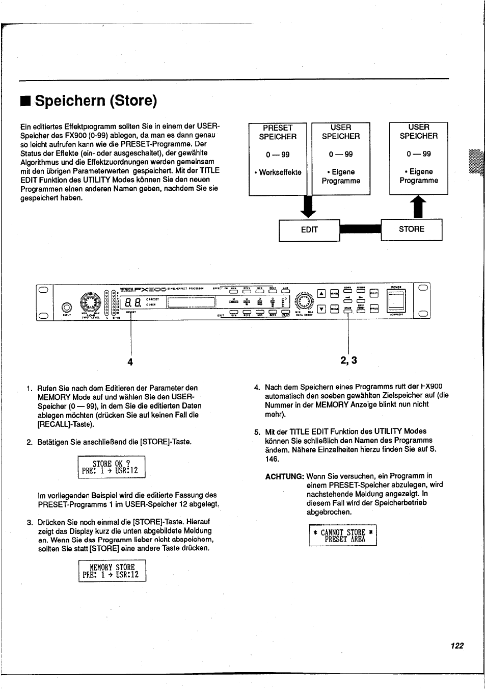 Speichern (store) | Yamaha FX900 User Manual | Page 123 / 176