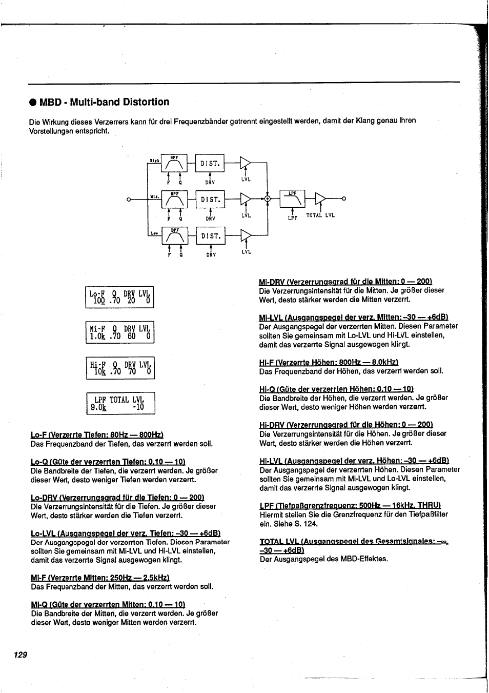 Mbd - multi-band distortion | Yamaha FX900 User Manual | Page 130 / 176
