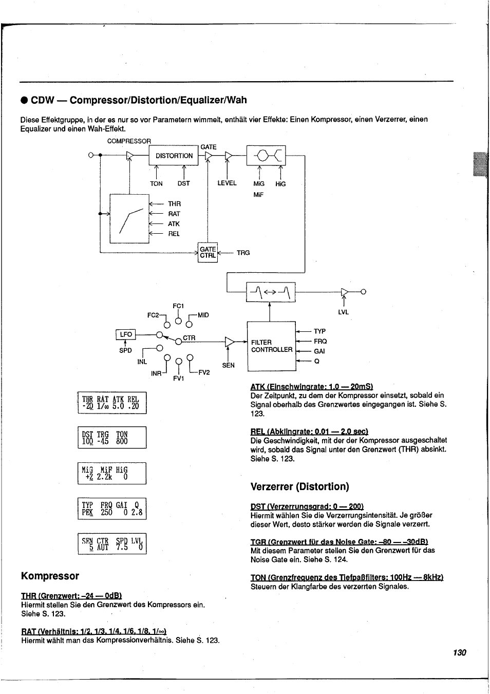 Kompressor, Verzerrer (distortion) | Yamaha FX900 User Manual | Page 131 / 176