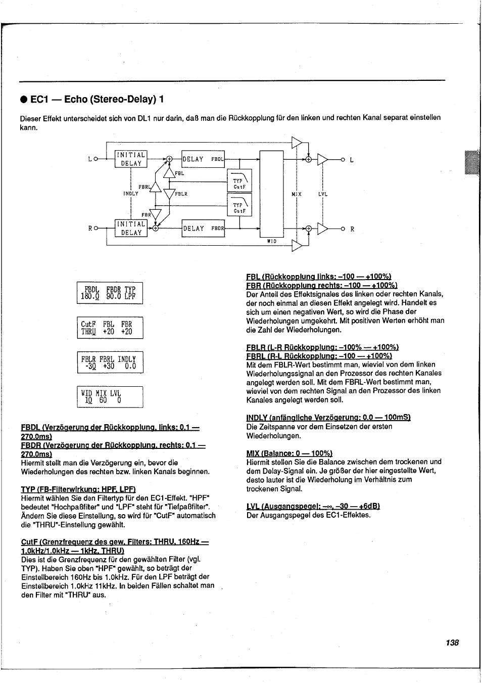 Ec1 — echo (stereo-delay) 1, Ec1 - echo (stereo delay) 1 | Yamaha FX900 User Manual | Page 139 / 176
