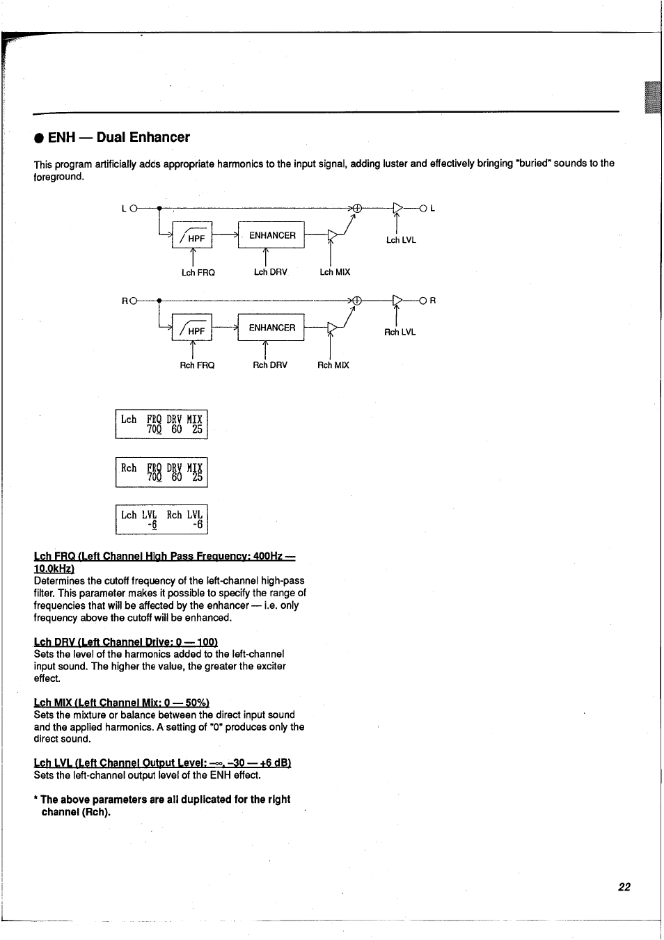 Enh — dual enhancer | Yamaha FX900 User Manual | Page 23 / 176