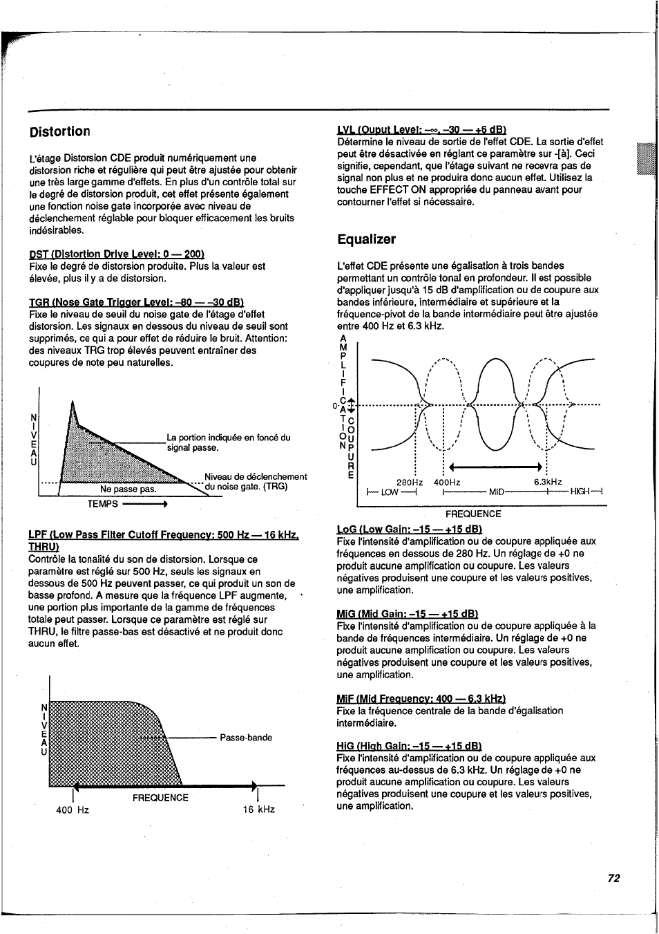 Distortion, Equalizer | Yamaha FX900 User Manual | Page 73 / 176