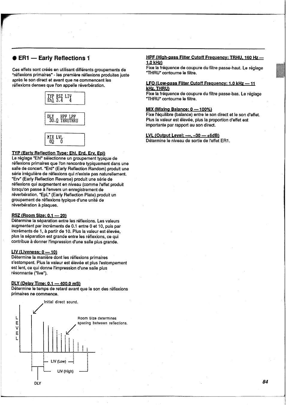 Er1 — early reflections 1, Er1 - early reflections 1 | Yamaha FX900 User Manual | Page 85 / 176