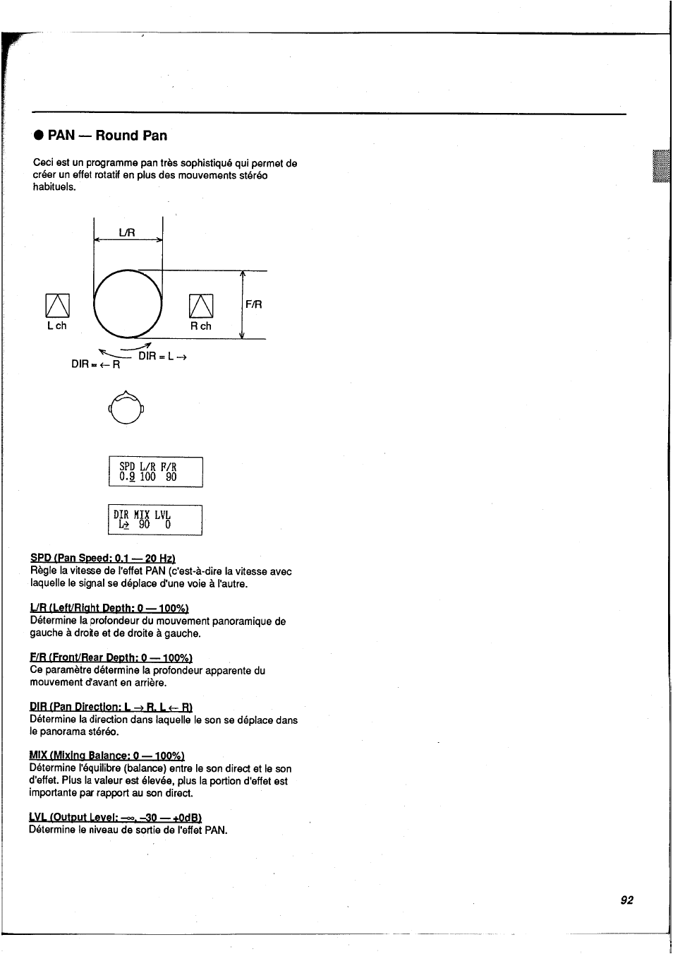 Pan — round pan, Pan-round pan | Yamaha FX900 User Manual | Page 93 / 176