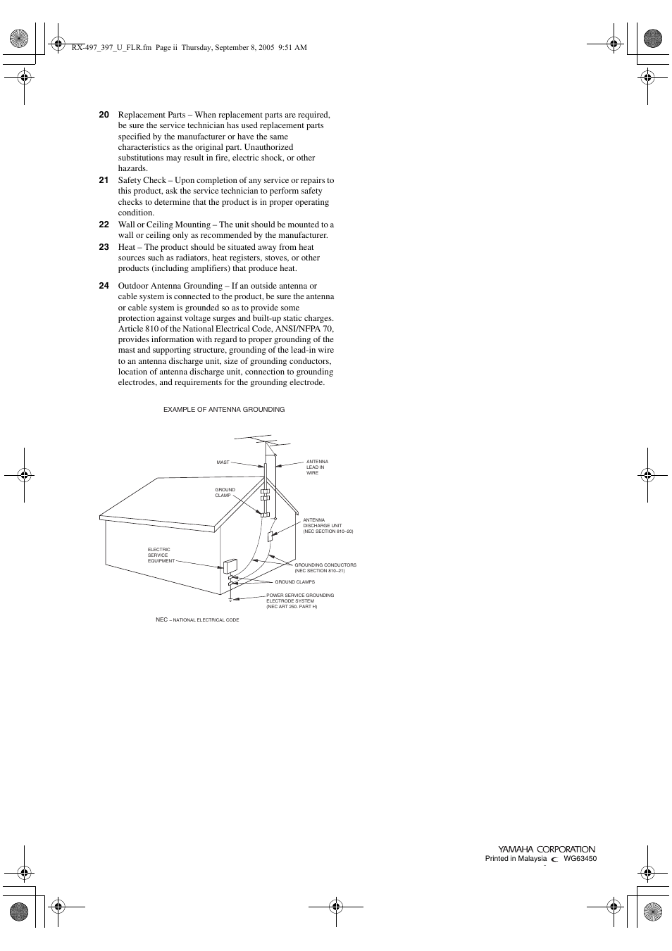 Yamaha RX-397 User Manual | Page 37 / 37