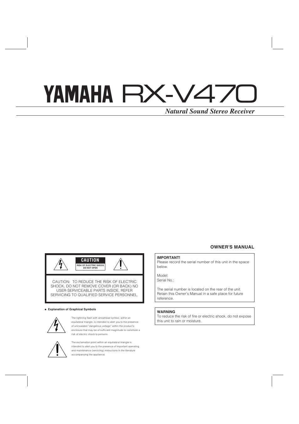 Yamaha RX-V470 User Manual | 27 pages