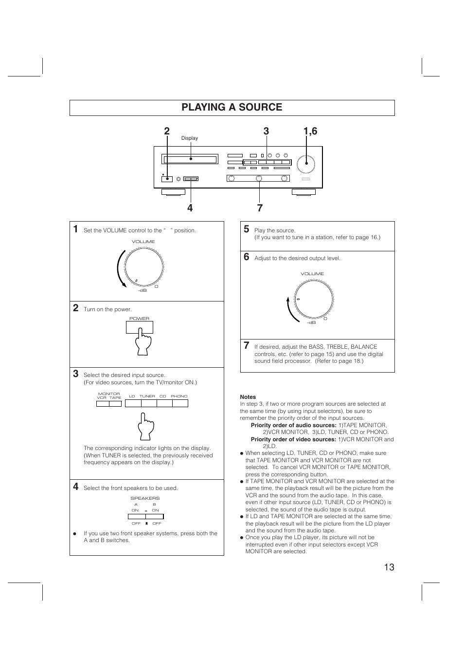 Playing a source | Yamaha RX-V470 User Manual | Page 13 / 27