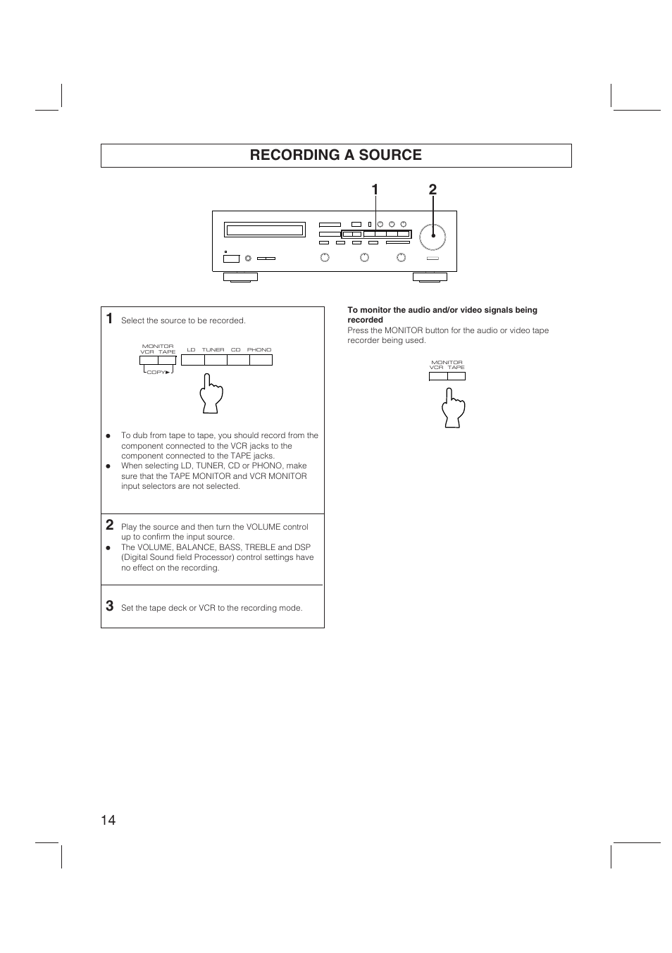 Recording a source | Yamaha RX-V470 User Manual | Page 14 / 27