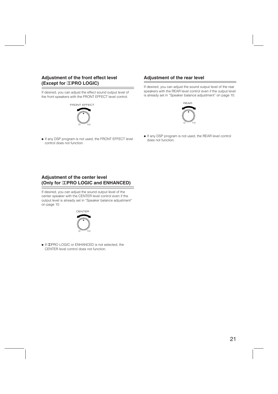 Adjustment of the rear level | Yamaha RX-V470 User Manual | Page 21 / 27