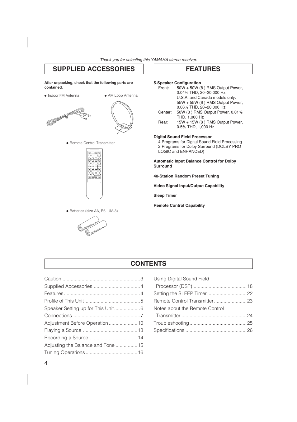 Yamaha RX-V470 User Manual | Page 4 / 27
