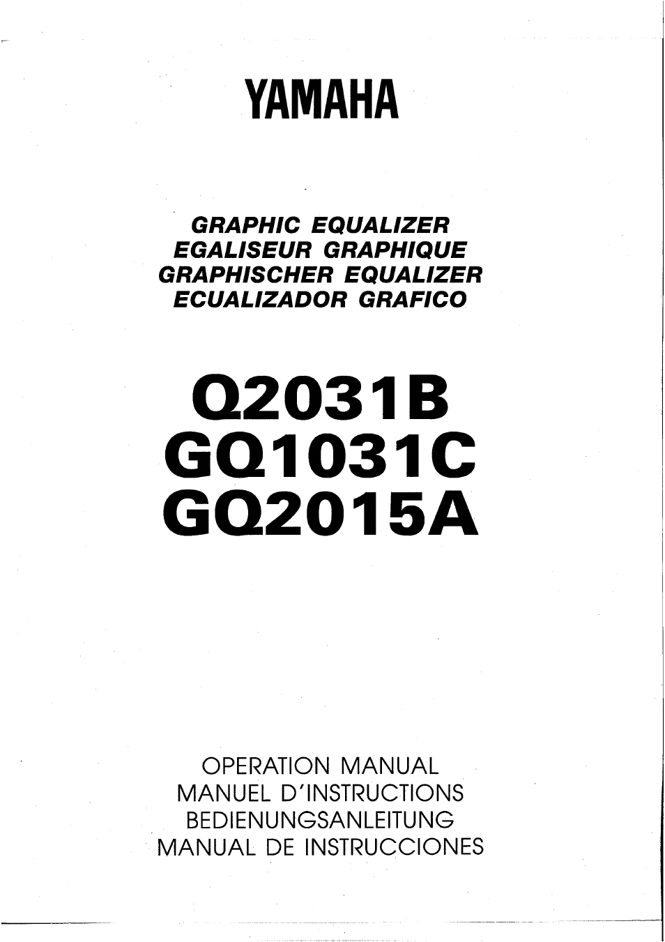 Yamaha Graphic Equaliser Q2031B User Manual | 45 pages