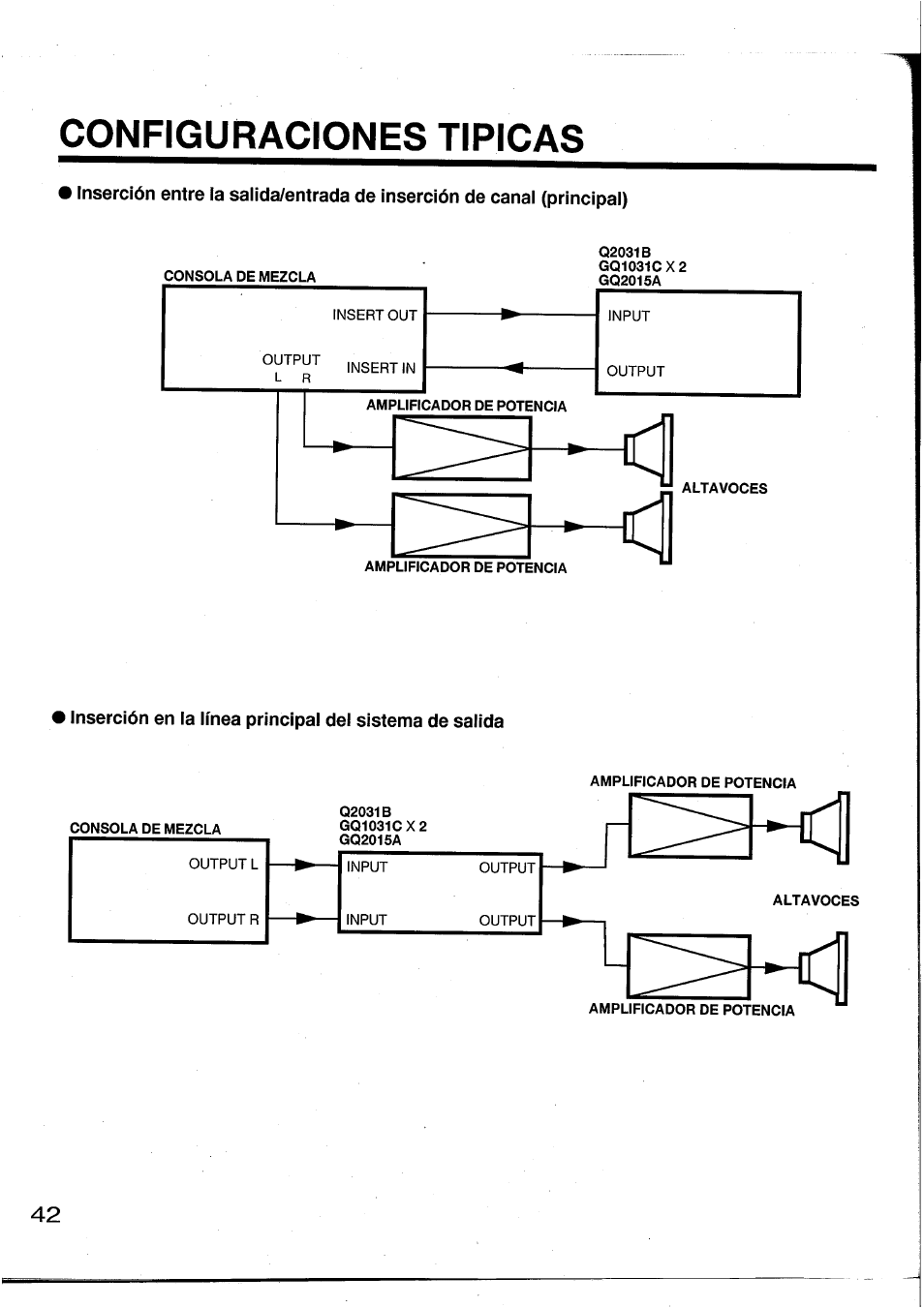 Configuraciones tipicas | Yamaha Graphic Equaliser Q2031B User Manual | Page 41 / 45