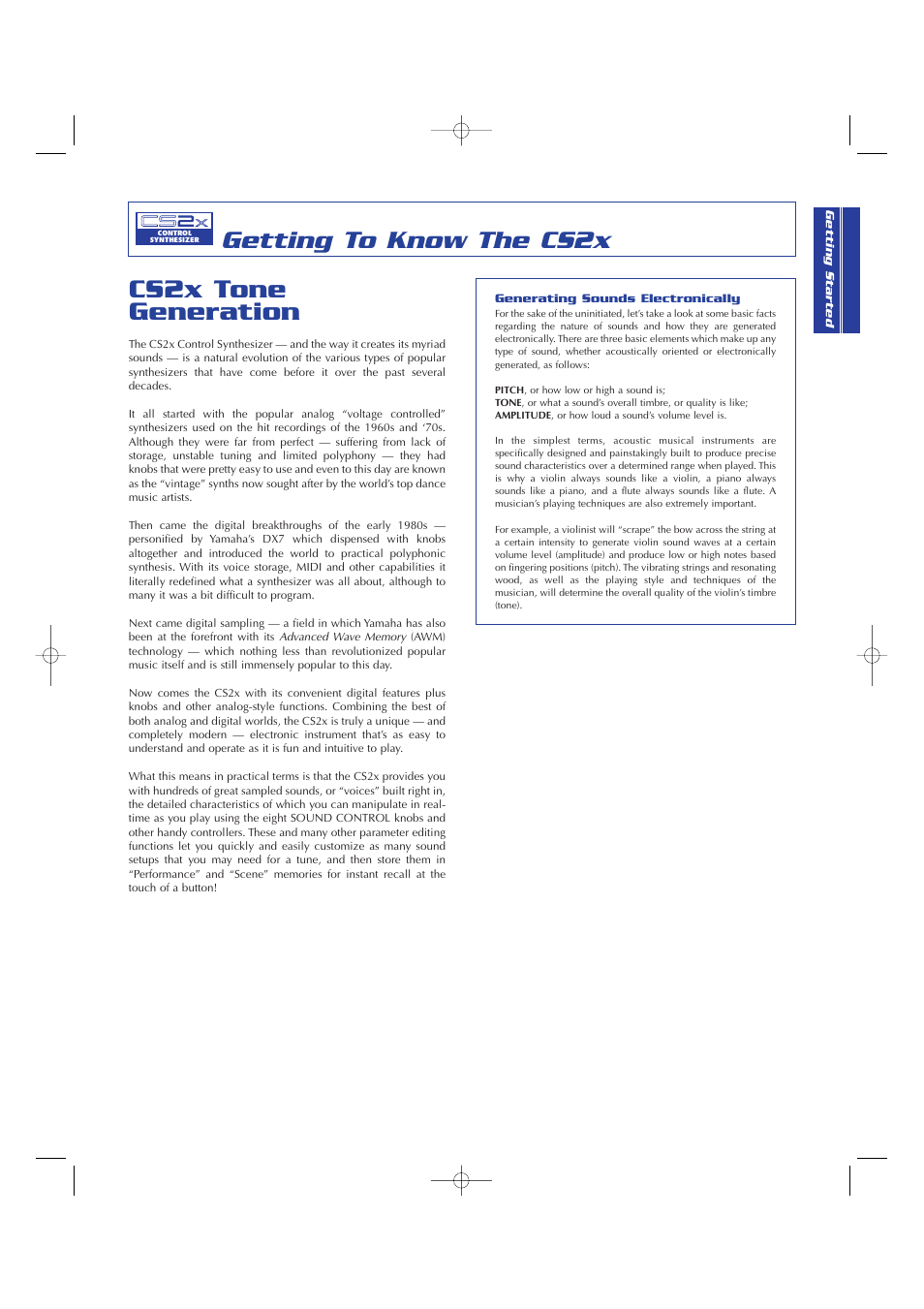 Getting to know the cs2x, Cs2x tone generation | Yamaha CS2x User Manual | Page 15 / 84