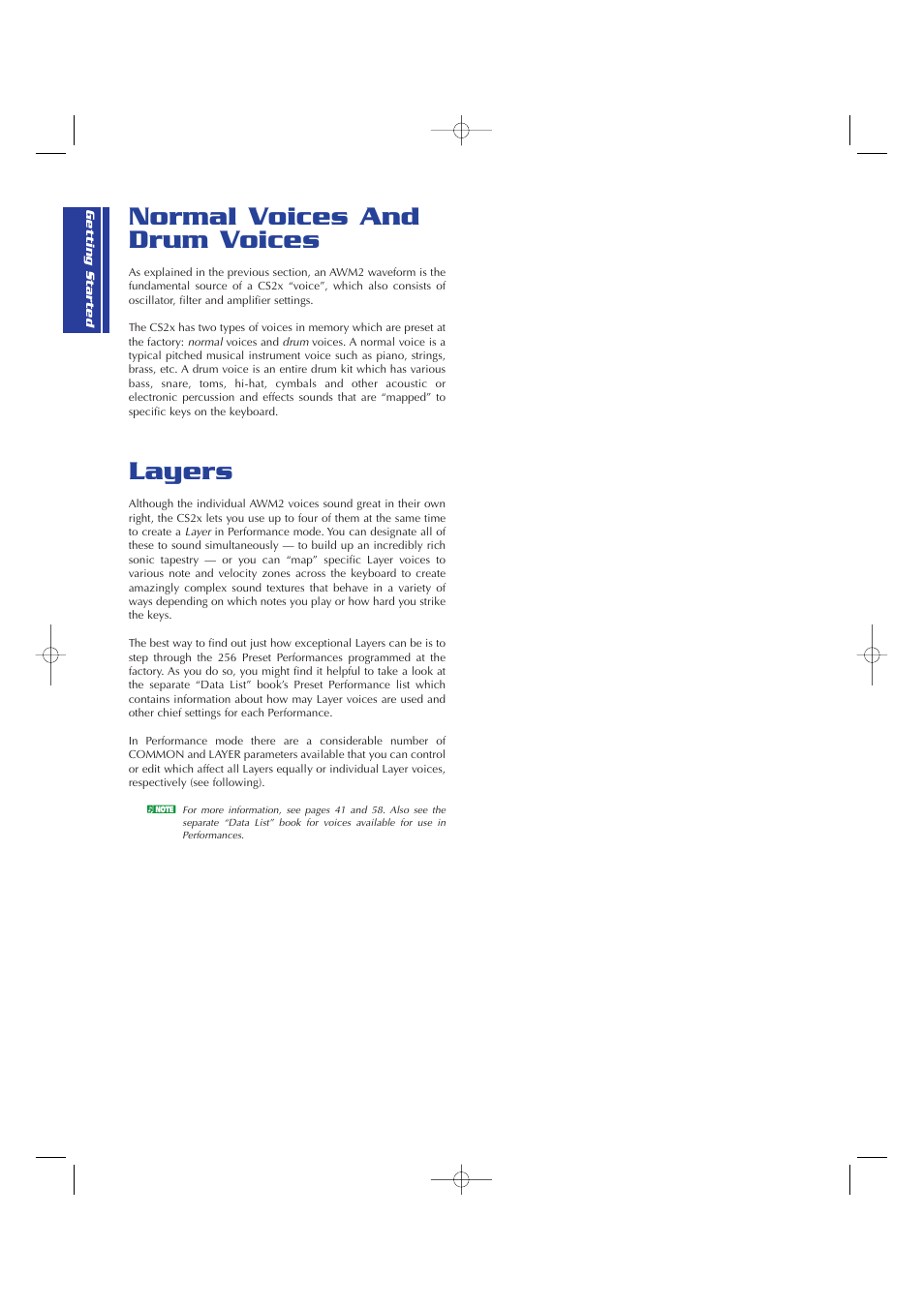 Normal voices and drum voices, Layers, Normal voices and drum voices layers | Yamaha CS2x User Manual | Page 18 / 84
