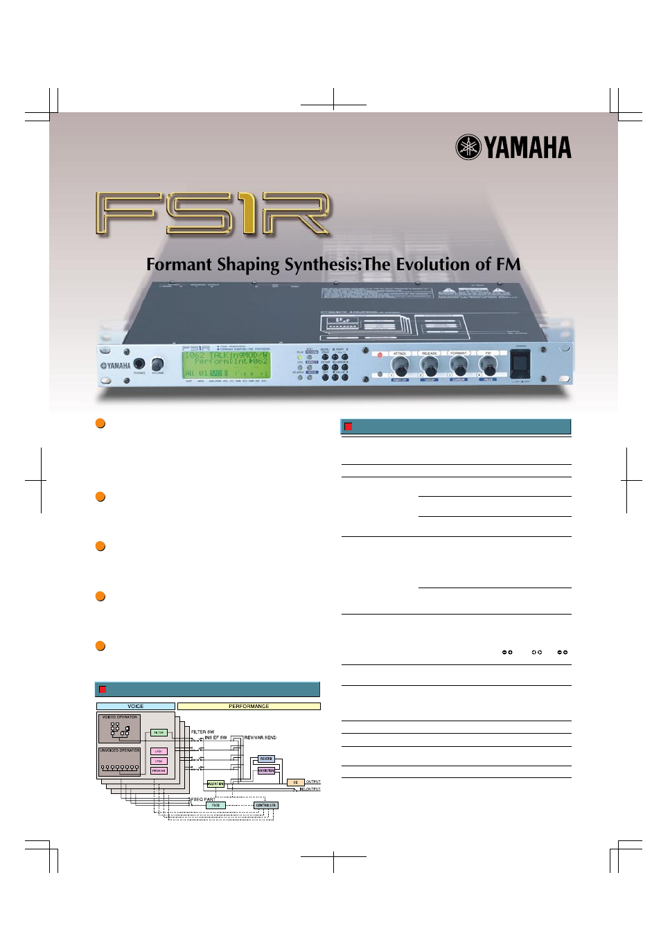 Formant shaping synthesis:the evolution of fm, Formant shaping / fm synthesis tone generator, Specifications | Yamaha CS2x User Manual | Page 2 / 84