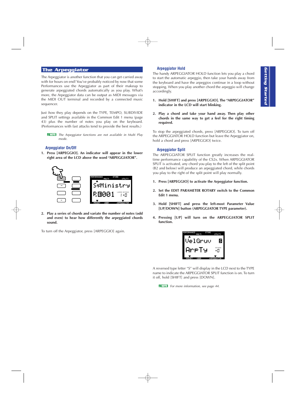 The arpeggiator | Yamaha CS2x User Manual | Page 27 / 84